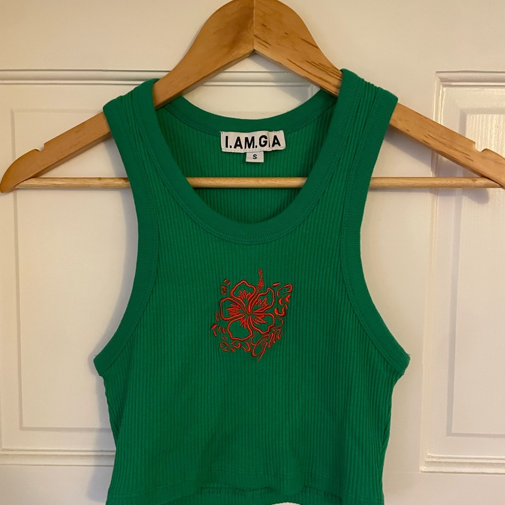 I.AM.GIA Green Ribbed Tank Top